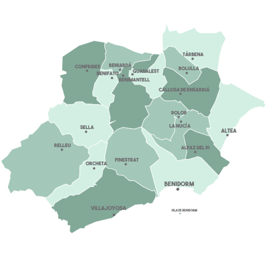 Mapa comarca Marina Baixa