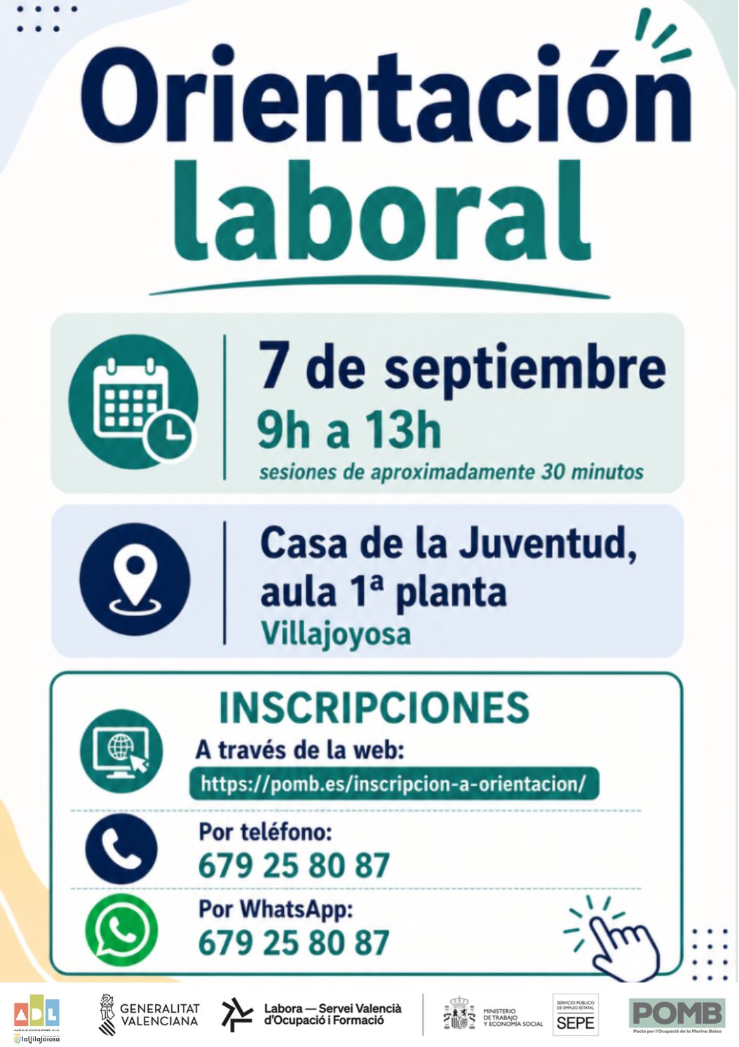 EL POMB ORGANIZA NUEVAS SESIONES INDIVIDUALES DE ORIENTACIÓN LABORAL