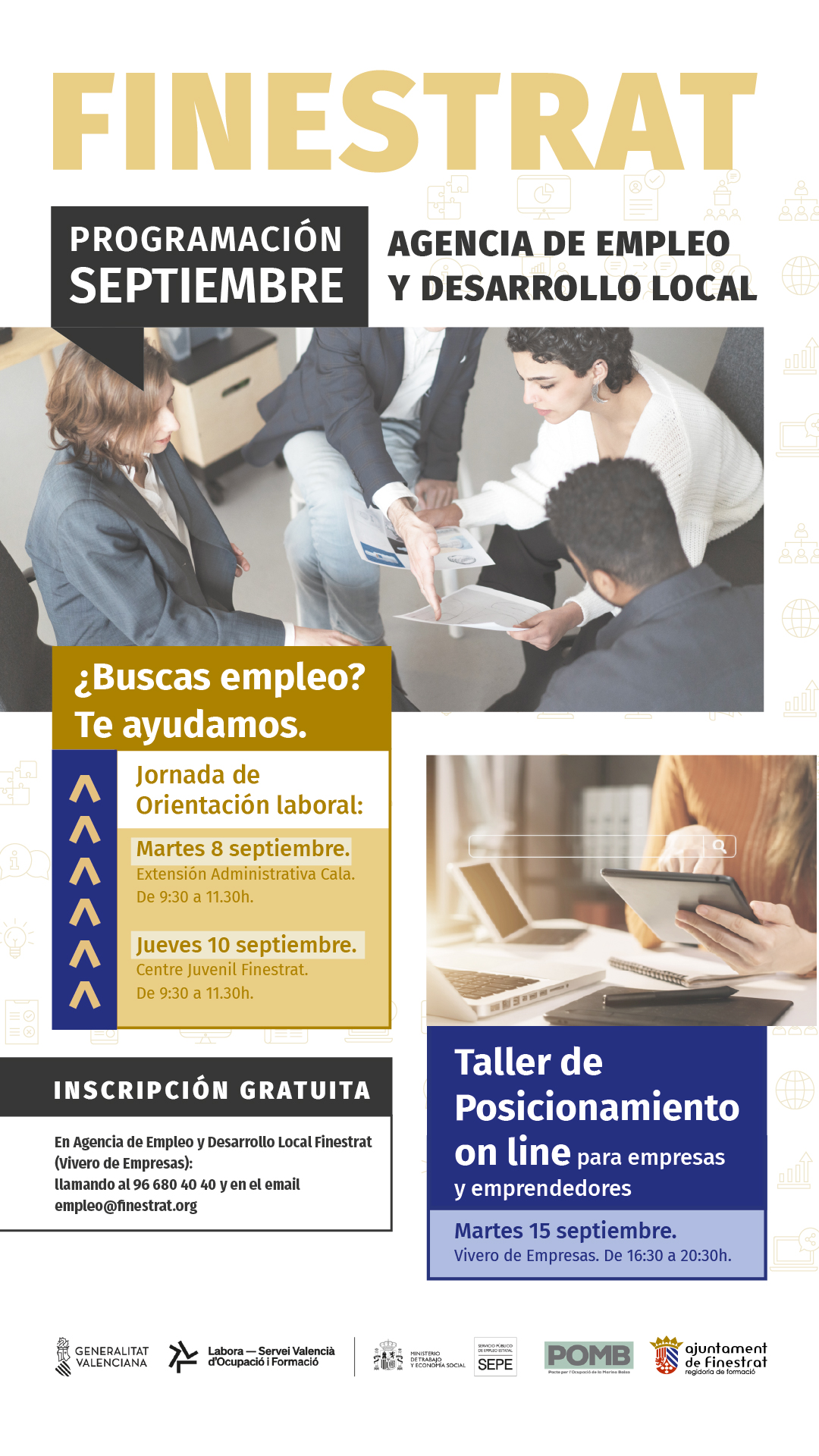 El POMB y la ADL de Finestrat impulsan nuevas acciones de orientación laboral y formación empresarial para septiembre