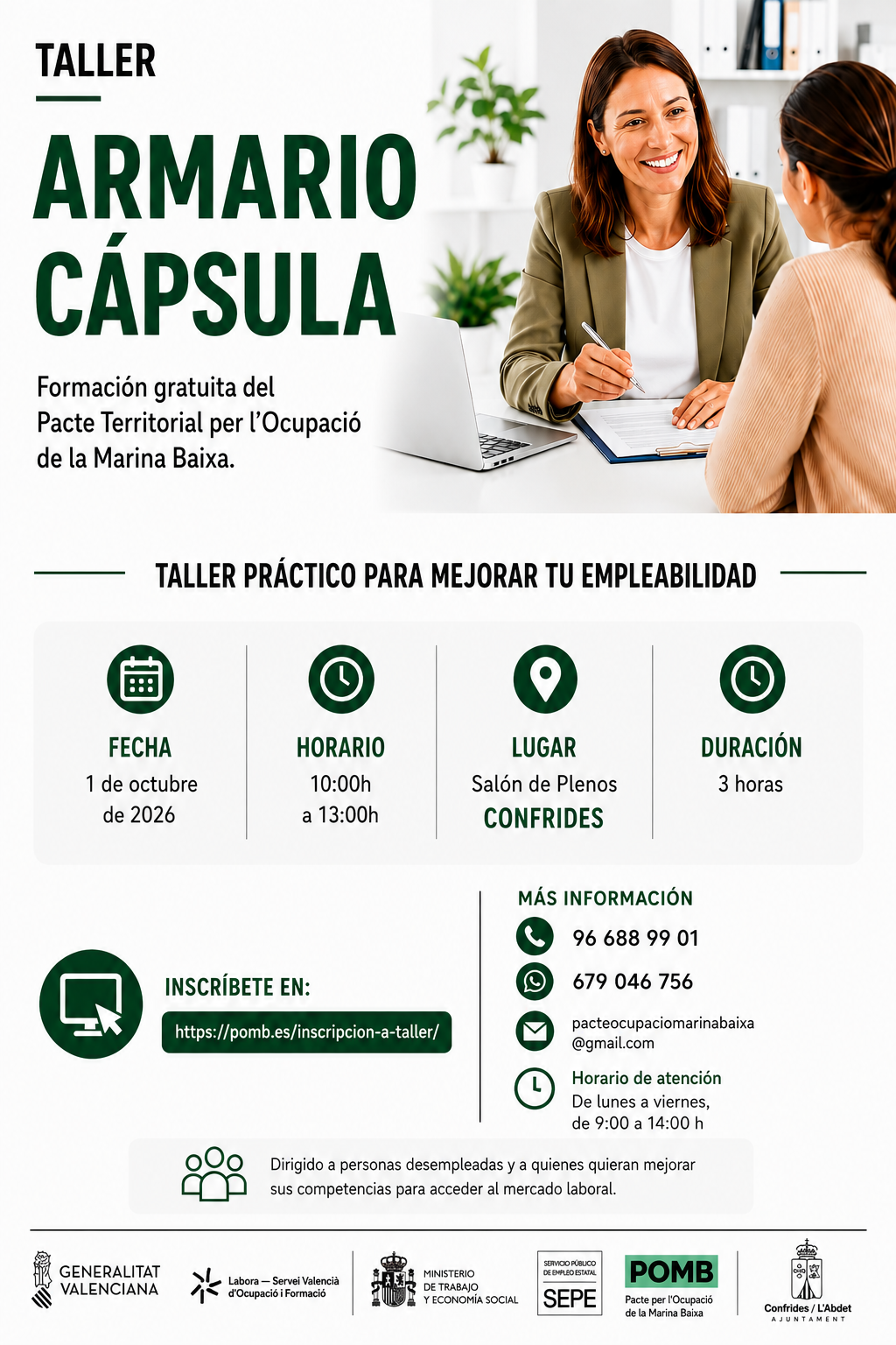 El POMB organiza en Confrides un taller de “Armario Cápsula” para mejorar las posibilidades de acceso al mercado laboral