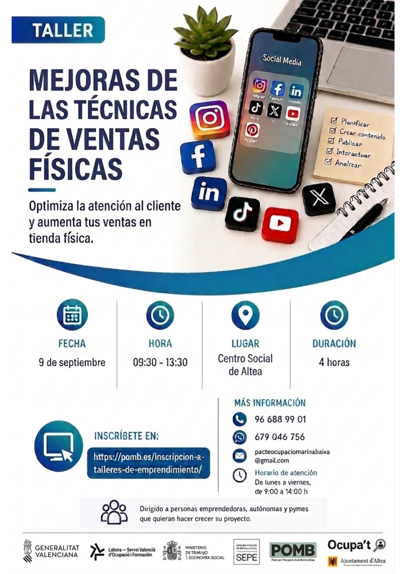 El POMB organiza en Altea un taller para mejorar las técnicas de ventas en establecimientos físicos