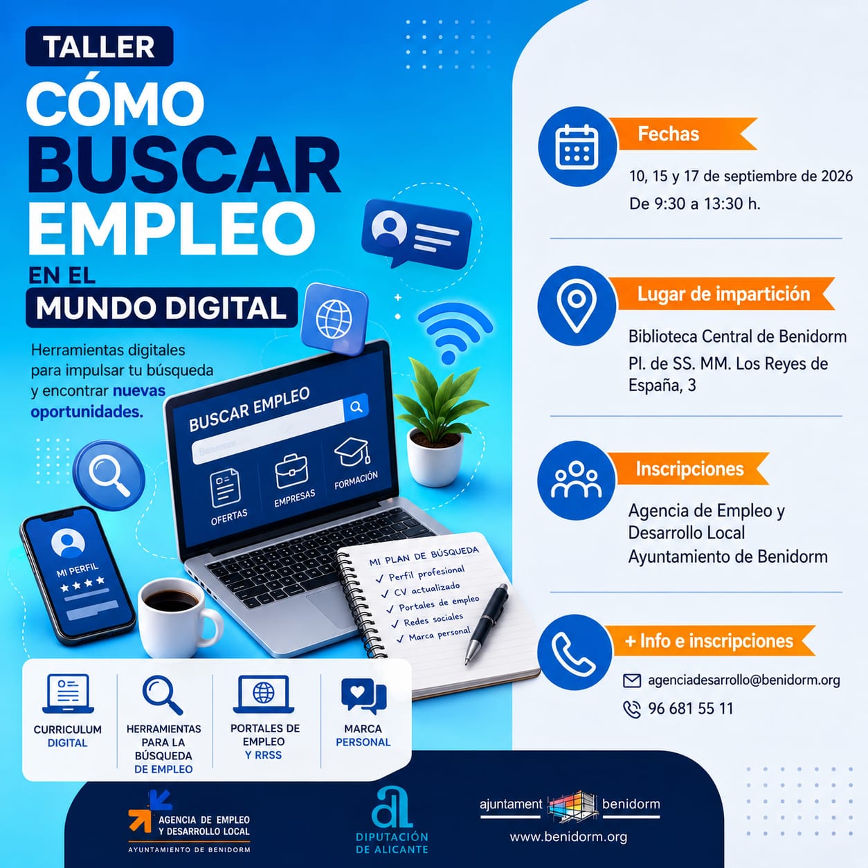 El Ayuntamiento de Benidorm organiza el taller «Cómo buscar empleo en el mundo digital»