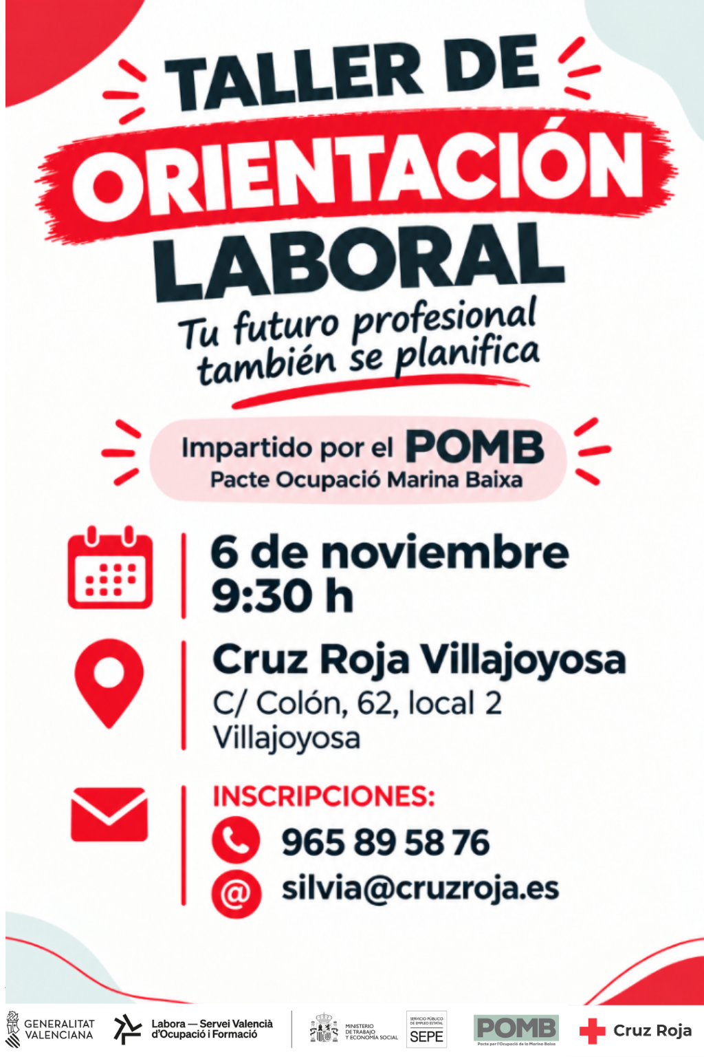 El POMB organiza un taller de orientación laboral en Villajoyosa junto a Cruz Roja