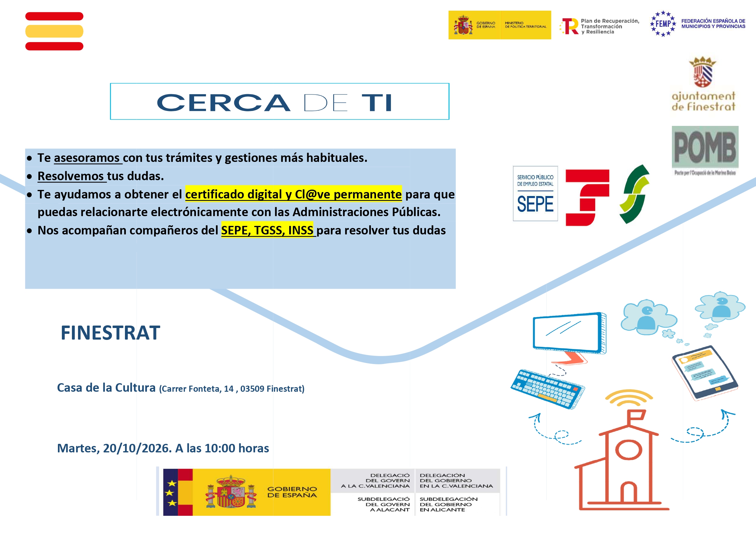 El POMB traslada a Finestrat la sesión informativa del programa «La Administración cerca de ti»